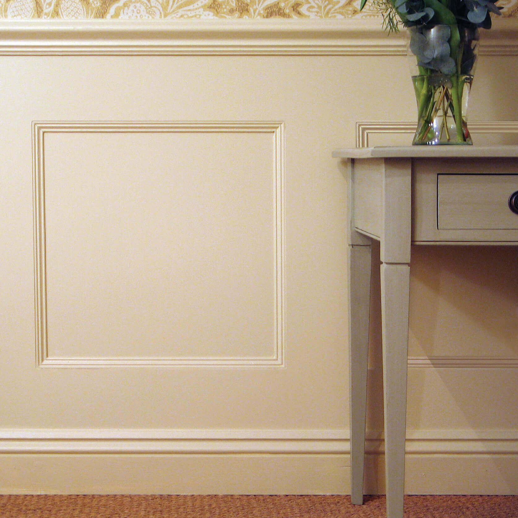 Regency Wall Panelling with beading. Painted MDF.