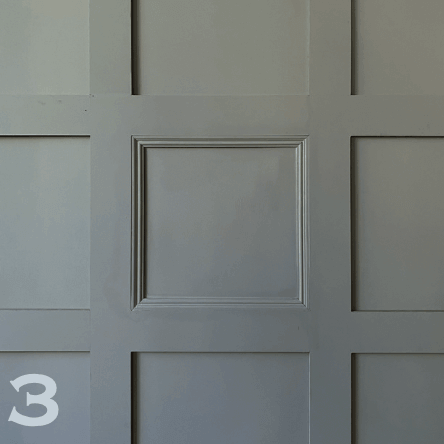 MDF Wall Panelling with bead moulding. Painted in grey.